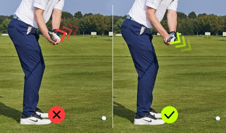 comparison of two lead wrist positions in golf swing
