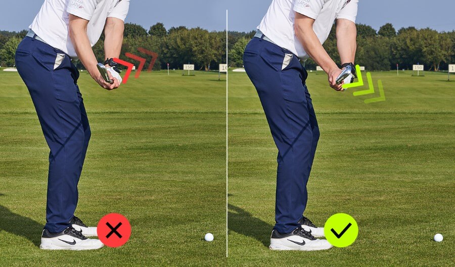 comparison of two lead wrist positions in golf swing